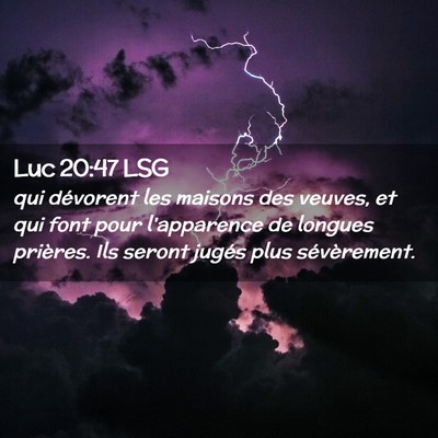 Picture 02 - Luc 20:47 LSG - qui dévorent les maisons des veuves, et qui font - Bible Verse Picture