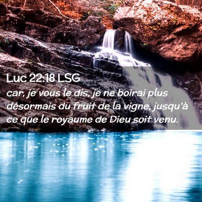 Picture 02 - Luc 22:18 LSG - car, je vous le dis, je ne boirai plus désormais - Bible Verse Picture