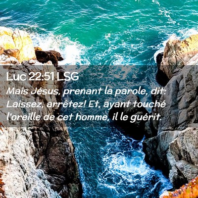Picture 02 - Luc 22:51 LSG - Mais Jésus, prenant la parole, dit: Laissez, - Bible Verse Picture