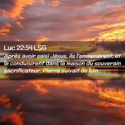Picture 02 - Luc 22:54 LSG - Après avoir saisi Jésus, ils l'emmenèrent, et - Bible Verse Picture