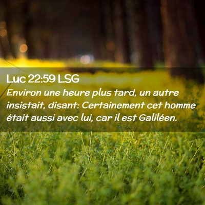 Picture 02 - Luc 22:59 LSG - Environ une heure plus tard, un autre insistait, - Bible Verse Picture