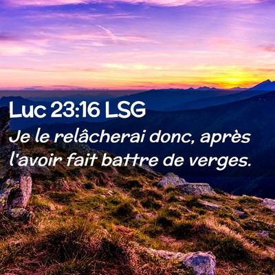 Picture 02 - Luc 23:16 LSG - Je le relâcherai donc, après l'avoir fait - Bible Verse Picture
