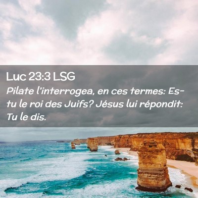 Picture 02 - Luc 23:3 LSG - Pilate l'interrogea, en ces termes: Es-tu le roi - Bible Verse Picture