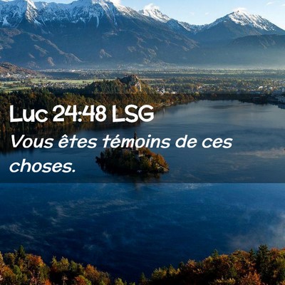 Picture 02 - Luc 24:48 LSG - Vous êtes témoins de ces - Bible Verse Picture