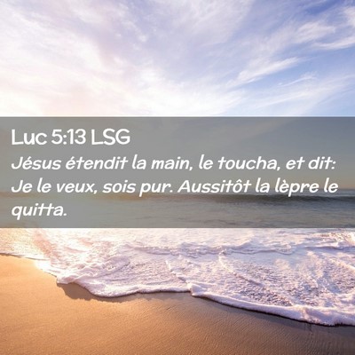 Picture 02 - Luc 5:13 LSG - Jésus étendit la main, le toucha, et dit: Je le - Bible Verse Picture
