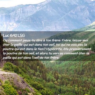 Picture 02 - Luc 6:42 LSG - Ou comment peux-tu dire à ton frère: Frère, - Bible Verse Picture