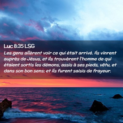 Picture 02 - Luc 8:35 LSG - Les gens allèrent voir ce qui était arrivé. - Bible Verse Picture