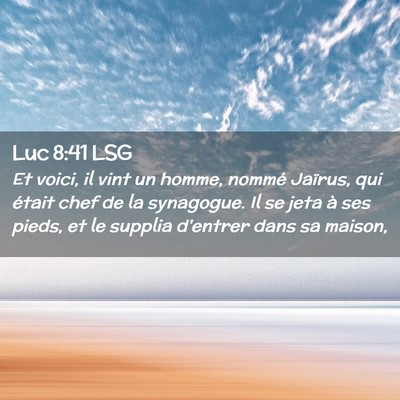 Picture 02 - Luc 8:41 LSG - Et voici, il vint un homme, nommé Jaïrus, qui - Bible Verse Picture