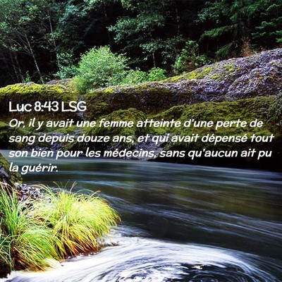 Picture 02 - Luc 8:43 LSG - Or, il y avait une femme atteinte d'une perte de - Bible Verse Picture