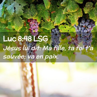 Picture 02 - Luc 8:48 LSG - Jésus lui dit: Ma fille, ta foi t'a sauvée; va - Bible Verse Picture