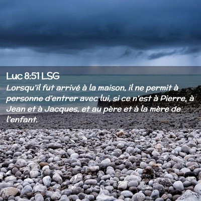 Picture 02 - Luc 8:51 LSG - Lorsqu'il fut arrivé à la maison, il ne permit - Bible Verse Picture