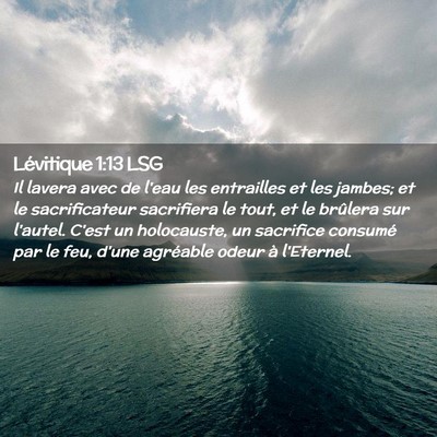 Picture 02 - Lévitique 1:13 LSG - Il lavera avec de l'eau les entrailles et les - Bible Verse Picture