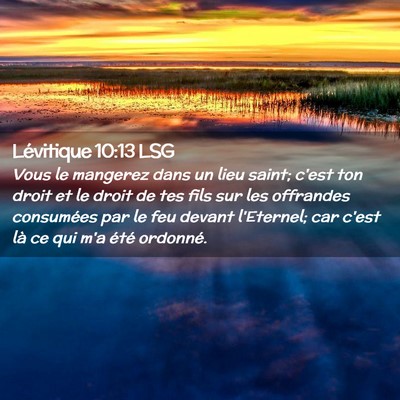 Picture 02 - Lévitique 10:13 LSG - Vous le mangerez dans un lieu saint; c'est ton - Bible Verse Picture