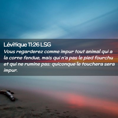 Picture 02 - Lévitique 11:26 LSG - Vous regarderez comme impur tout animal qui a la - Bible Verse Picture
