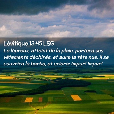 Picture 02 - Lévitique 13:45 LSG - Le lépreux, atteint de la plaie, portera ses - Bible Verse Picture