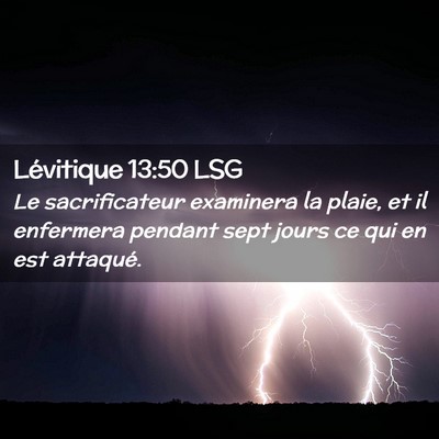 Picture 02 - Lévitique 13:50 LSG - Le sacrificateur examinera la plaie, et il - Bible Verse Picture