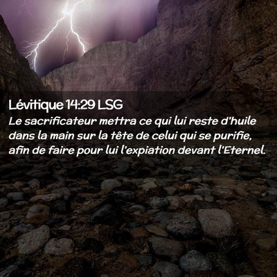 Picture 02 - Lévitique 14:29 LSG - Le sacrificateur mettra ce qui lui reste d'huile - Bible Verse Picture