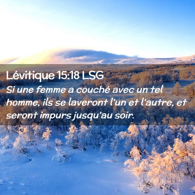 Picture 02 - Lévitique 15:18 LSG - Si une femme a couché avec un tel homme, ils se - Bible Verse Picture