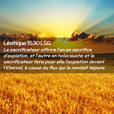 Picture 02 - Lévitique 15:30 LSG - Le sacrificateur offrira l'un en sacrifice - Bible Verse Picture