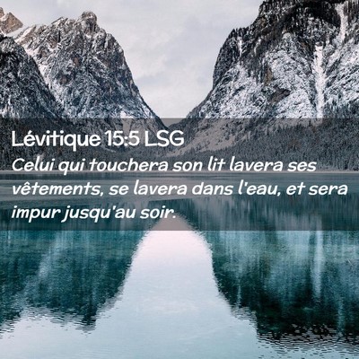 Picture 02 - Lévitique 15:5 LSG - Celui qui touchera son lit lavera ses vêtements, - Bible Verse Picture