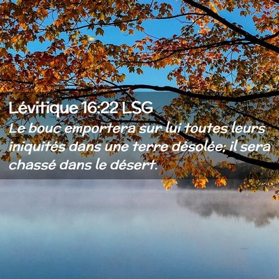 Picture 02 - Lévitique 16:22 LSG - Le bouc emportera sur lui toutes leurs iniquités - Bible Verse Picture