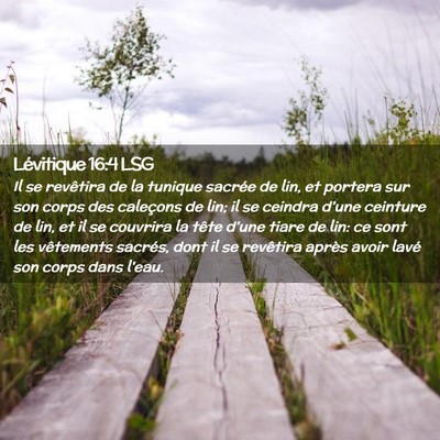 Picture 02 - Lévitique 16:4 LSG - Il se revêtira de la tunique sacrée de lin, et - Bible Verse Picture