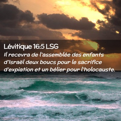 Picture 02 - Lévitique 16:5 LSG - Il recevra de l'assemblée des enfants d'Israël - Bible Verse Picture