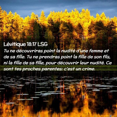 Picture 02 - Lévitique 18:17 LSG - Tu ne découvriras point la nudité d'une femme - Bible Verse Picture