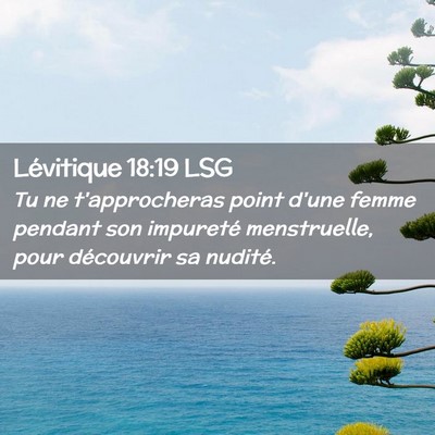Picture 02 - Lévitique 18:19 LSG - Tu ne t'approcheras point d'une femme pendant son - Bible Verse Picture