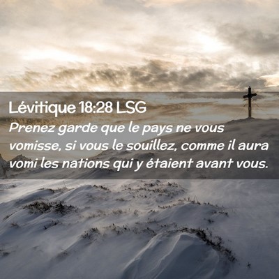 Picture 02 - Lévitique 18:28 LSG - Prenez garde que le pays ne vous vomisse, si vous - Bible Verse Picture