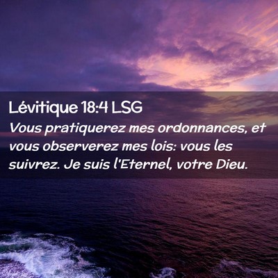 Picture 02 - Lévitique 18:4 LSG - Vous pratiquerez mes ordonnances, et vous - Bible Verse Picture