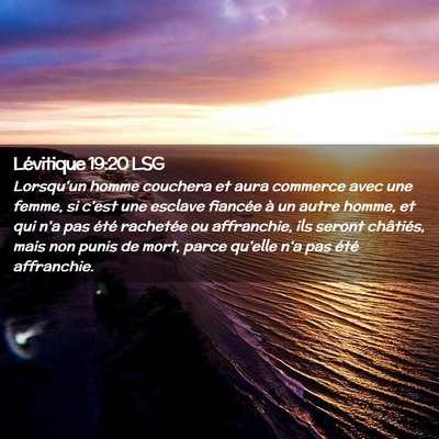 Picture 02 - Lévitique 19:20 LSG - Lorsqu'un homme couchera et aura commerce avec - Bible Verse Picture