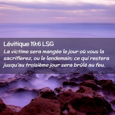 Picture 02 - Lévitique 19:6 LSG - La victime sera mangée le jour où vous la - Bible Verse Picture