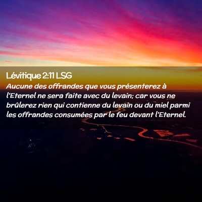 Picture 02 - Lévitique 2:11 LSG - Aucune des offrandes que vous présenterez à - Bible Verse Picture
