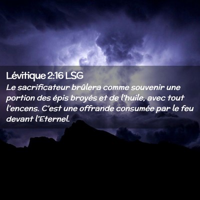 Picture 02 - Lévitique 2:16 LSG - Le sacrificateur brûlera comme souvenir une - Bible Verse Picture