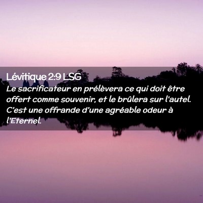 Picture 02 - Lévitique 2:9 LSG - Le sacrificateur en prélèvera ce qui doit être - Bible Verse Picture