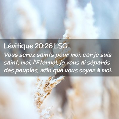 Picture 02 - Lévitique 20:26 LSG - Vous serez saints pour moi, car je suis saint, - Bible Verse Picture
