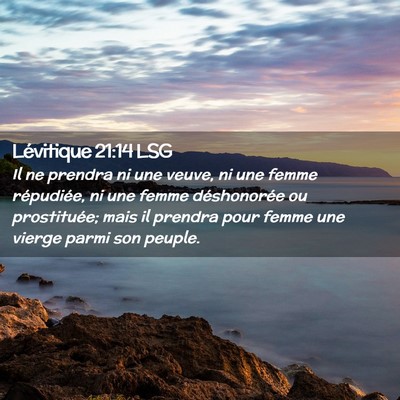 Picture 02 - Lévitique 21:14 LSG - Il ne prendra ni une veuve, ni une femme - Bible Verse Picture