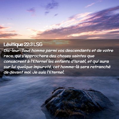 Picture 02 - Lévitique 22:3 LSG - Dis-leur: Tout homme parmi vos descendants et de - Bible Verse Picture