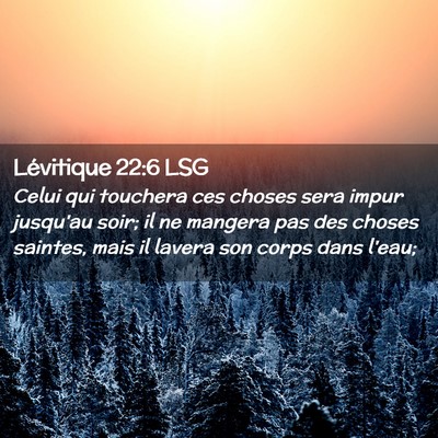 Picture 02 - Lévitique 22:6 LSG - Celui qui touchera ces choses sera impur jusqu'au - Bible Verse Picture