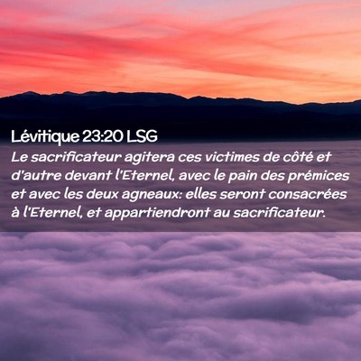 Picture 02 - Lévitique 23:20 LSG - Le sacrificateur agitera ces victimes de côté - Bible Verse Picture