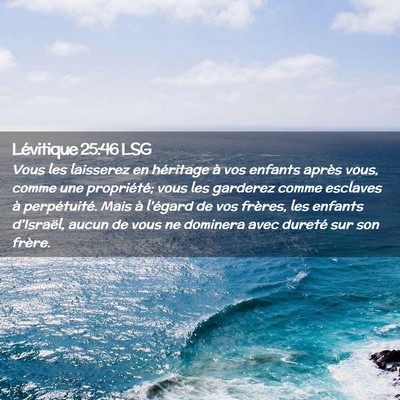 Picture 02 - Lévitique 25:46 LSG - Vous les laisserez en héritage à vos enfants - Bible Verse Picture