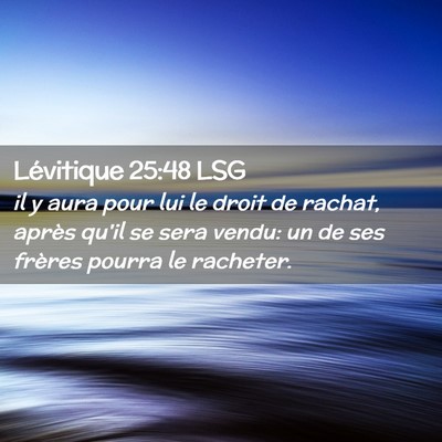 Picture 02 - Lévitique 25:48 LSG - il y aura pour lui le droit de rachat, après - Bible Verse Picture