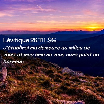 Picture 02 - Lévitique 26:11 LSG - J'établirai ma demeure au milieu de vous, et mon - Bible Verse Picture