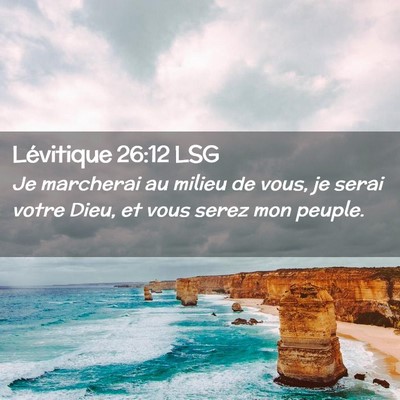 Picture 02 - Lévitique 26:12 LSG - Je marcherai au milieu de vous, je serai votre - Bible Verse Picture