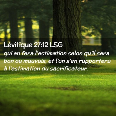 Picture 02 - Lévitique 27:12 LSG - qui en fera l'estimation selon qu'il sera bon ou - Bible Verse Picture
