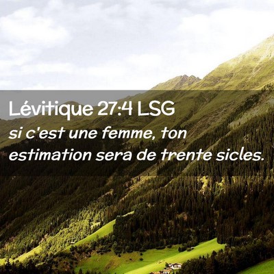 Picture 02 - Lévitique 27:4 LSG - si c'est une femme, ton estimation sera de trente - Bible Verse Picture