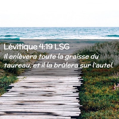 Picture 02 - Lévitique 4:19 LSG - Il enlèvera toute la graisse du taureau, et il - Bible Verse Picture