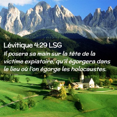 Picture 02 - Lévitique 4:29 LSG - Il posera sa main sur la tête de la victime - Bible Verse Picture