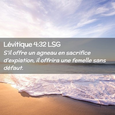 Picture 02 - Lévitique 4:32 LSG - S'il offre un agneau en sacrifice d'expiation, il - Bible Verse Picture